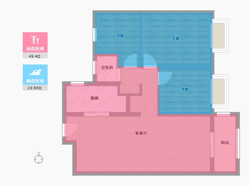 山西省-临汾市-蓝山国际-70.14-户型库-动静分区