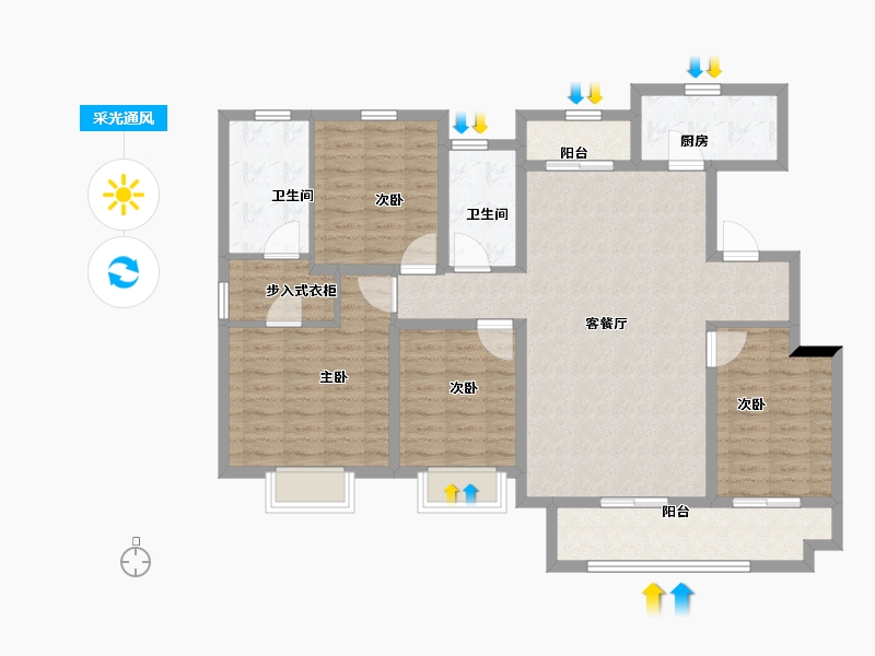 江西省-抚州市-梦湖公馆-118.00-户型库-采光通风