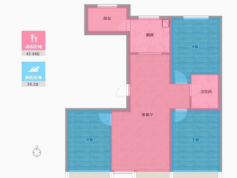 吉林省-长春市-万晟和府-71.17-户型库-动静分区