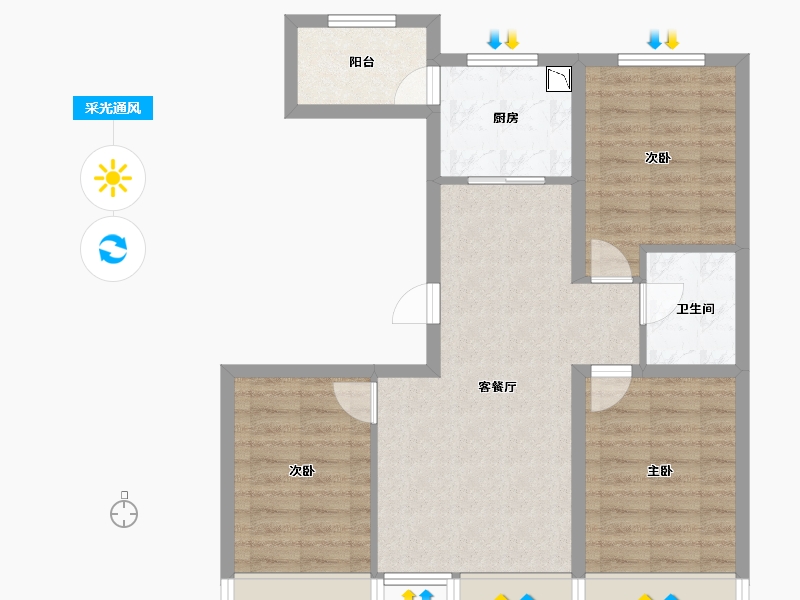 吉林省-长春市-万晟和府-71.17-户型库-采光通风