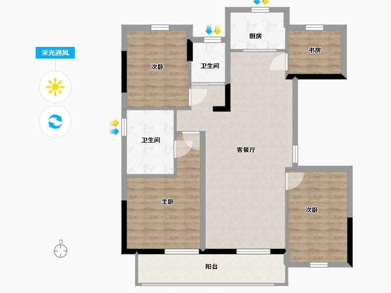 浙江省-宁波市-华景川溪上云庐-105.00-户型库-采光通风