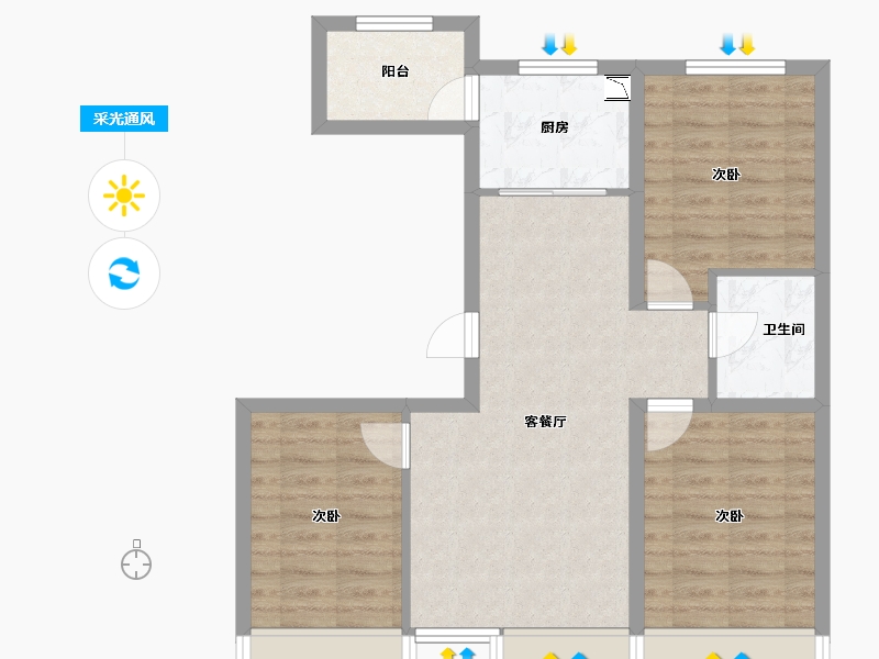 吉林省-长春市-万晟和府-71.11-户型库-采光通风