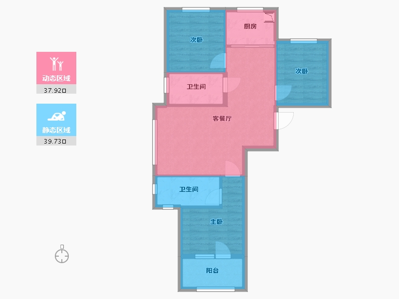 辽宁省-大连市-中庚香海金鼎-69.35-户型库-动静分区