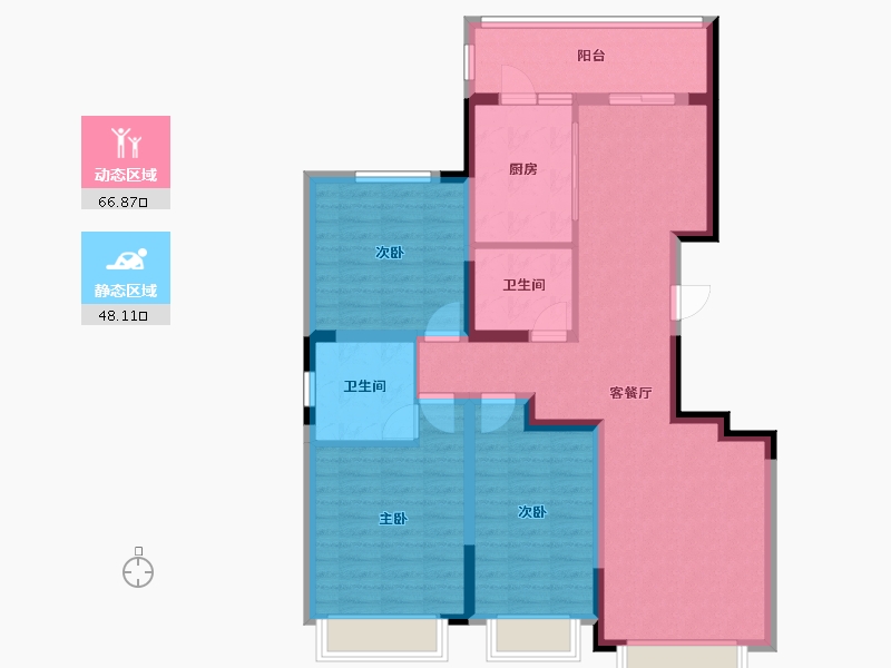 吉林省-长春市-恒大北湖印象-102.61-户型库-动静分区