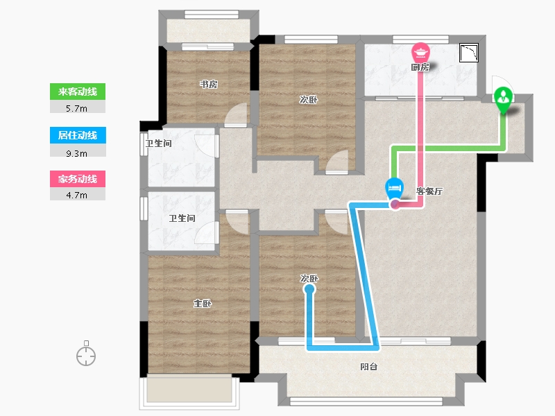 浙江省-嘉兴市-风华绮轩-95.99-户型库-动静线