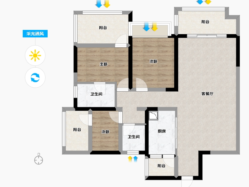 四川省-成都市-新希望锦悦北府-95.14-户型库-采光通风