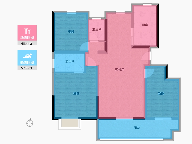 安徽省-蚌埠市-尚河源筑-94.34-户型库-动静分区