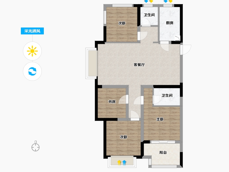 江苏省-无锡市-长泰国际社区-90.00-户型库-采光通风