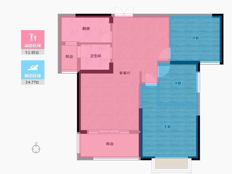 湖南省-常德市-弘康公馆-79.34-户型库-动静分区