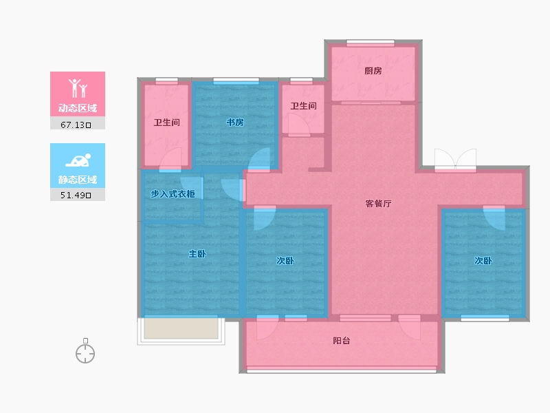 山东省-青岛市-鲁商蓝岸新城-104.49-户型库-动静分区