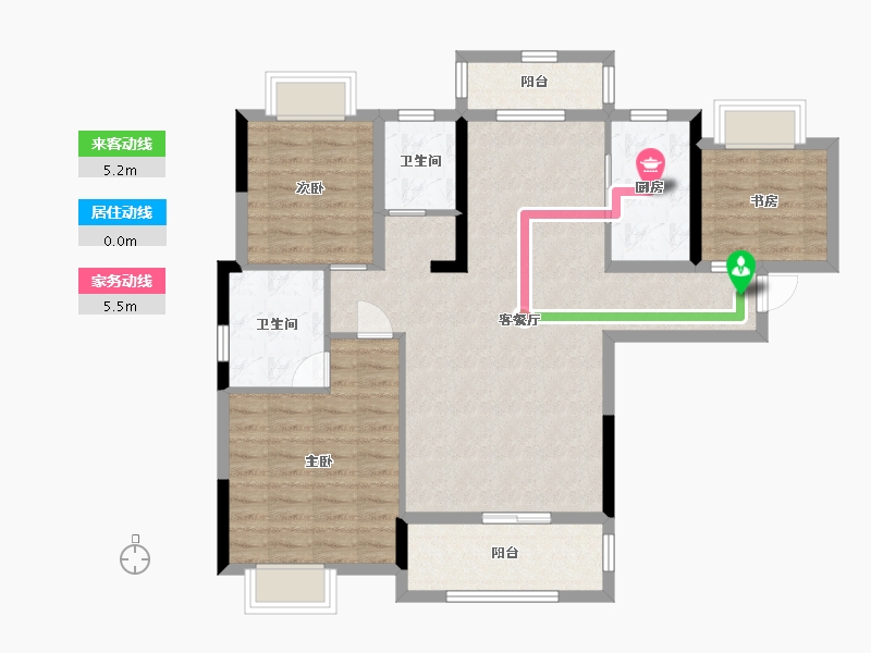 湖北省-孝感市-仙女湖豪庭-96.64-户型库-动静线