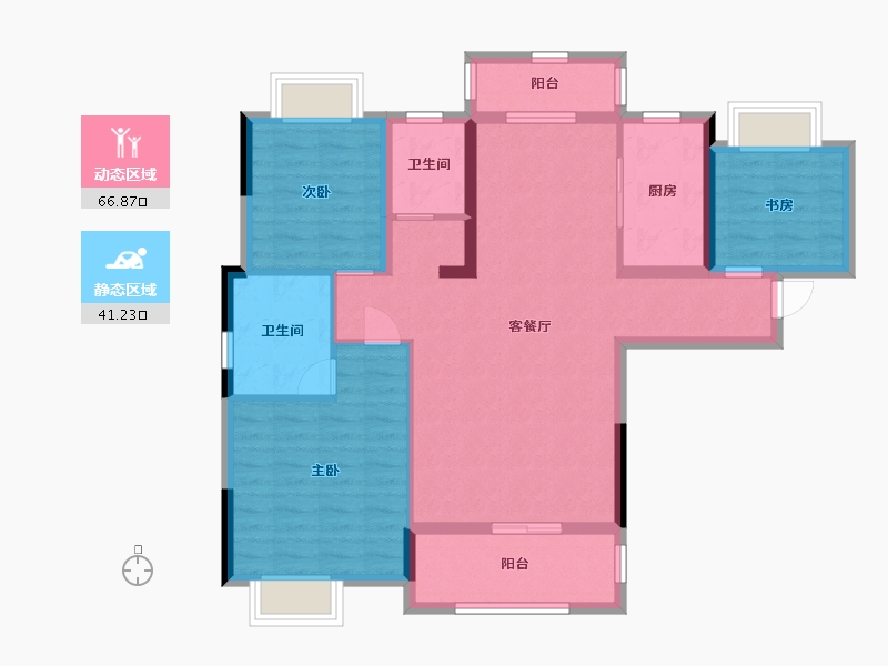 湖北省-孝感市-仙女湖豪庭-96.64-户型库-动静分区