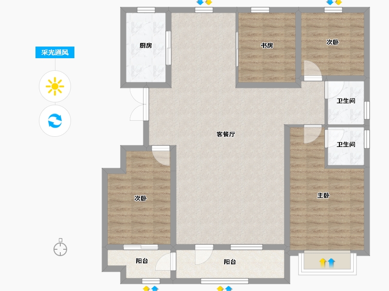 山东省-潍坊市-恒信风华尚品-111.25-户型库-采光通风