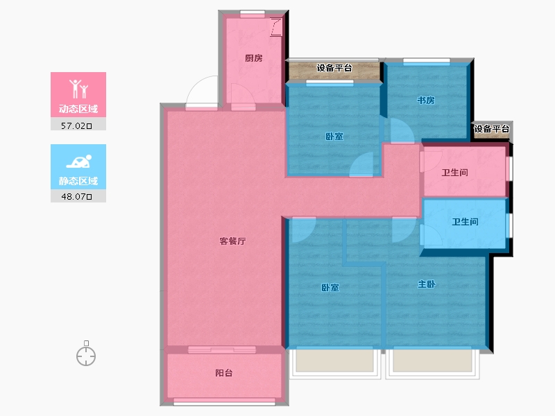 上海-上海市-龙光・玖悦华府-96.25-户型库-动静分区