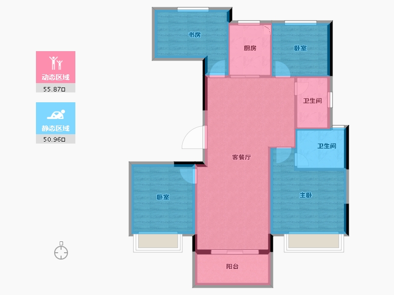 上海-上海市-龙光・玖悦华府-96.39-户型库-动静分区