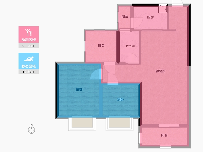 广东省-惠州市-海伦堡响水河畔-63.04-户型库-动静分区