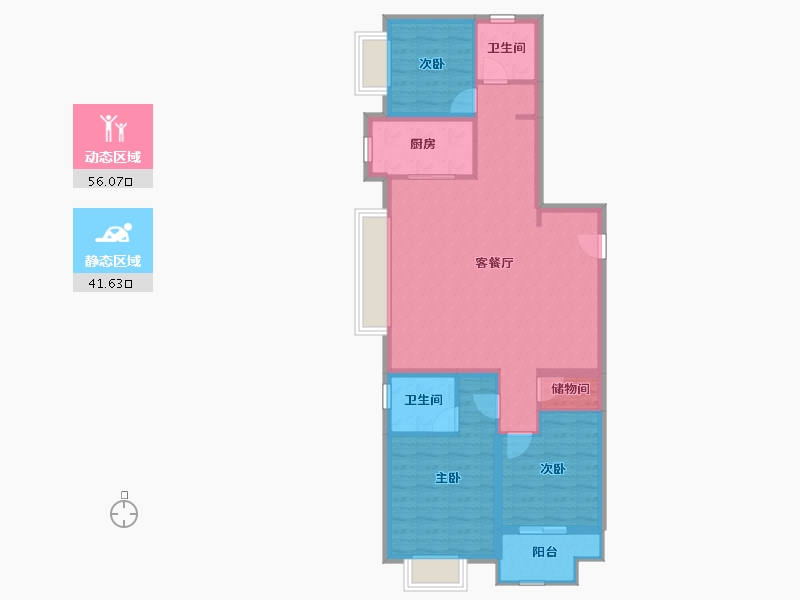 江苏省-南京市-华侨城翡翠天域-87.74-户型库-动静分区