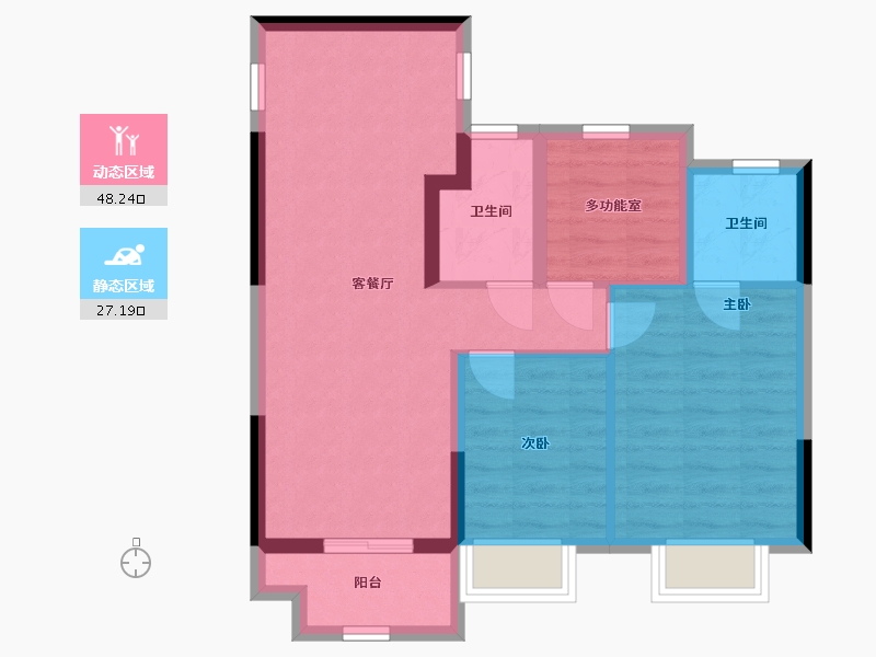 江苏省-苏州市-中建河风印月-66.99-户型库-动静分区