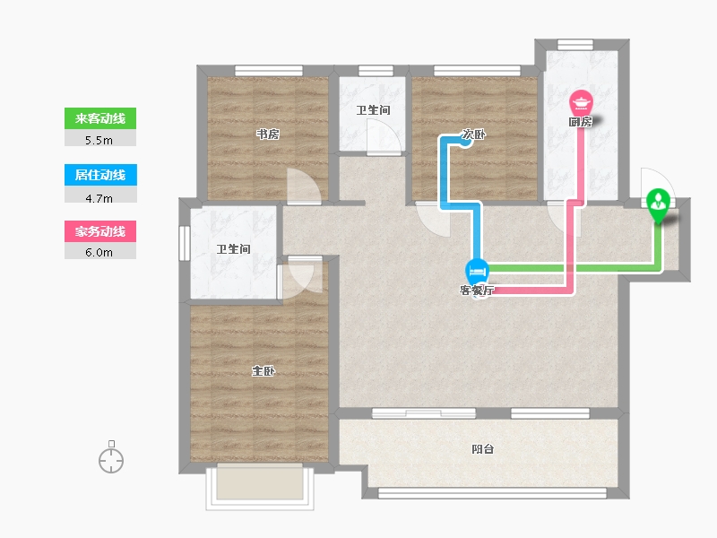 陕西省-西安市-绿地与湖五期-86.42-户型库-动静线