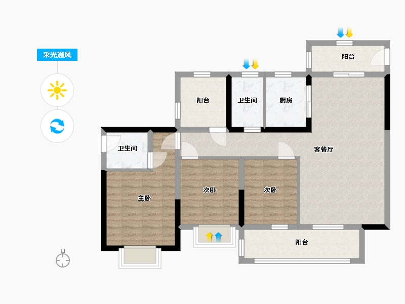 广东省-惠州市-中交和风春岸-93.36-户型库-采光通风