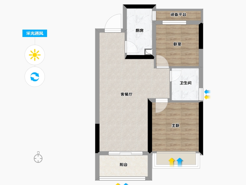 上海-上海市-龙光・玖悦华府-56.03-户型库-采光通风