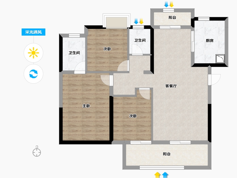 湖北省-宜昌市-保利香槟国际-93.84-户型库-采光通风