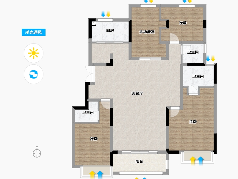 安徽省-合肥市-金隅南七里-128.73-户型库-采光通风