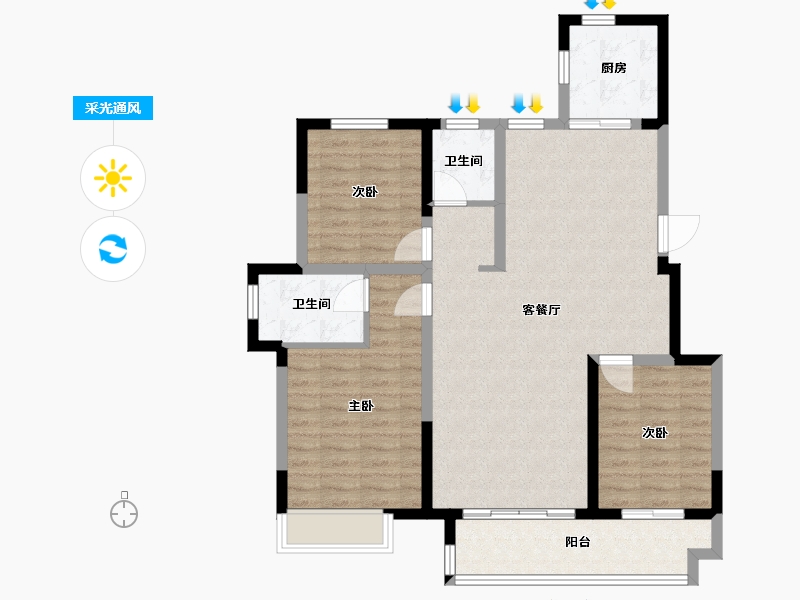 河北省-石家庄市-东城国际-96.23-户型库-采光通风