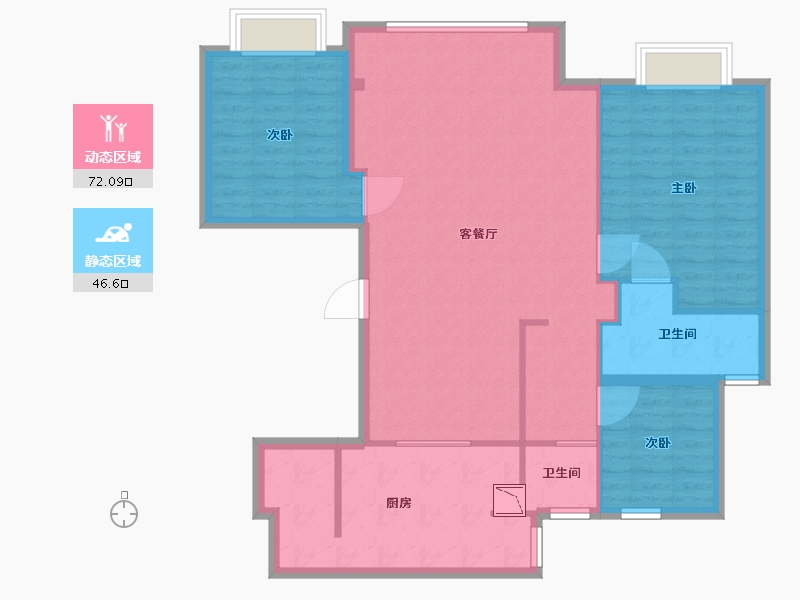 浙江省-宁波市-绿地观堂-108.00-户型库-动静分区