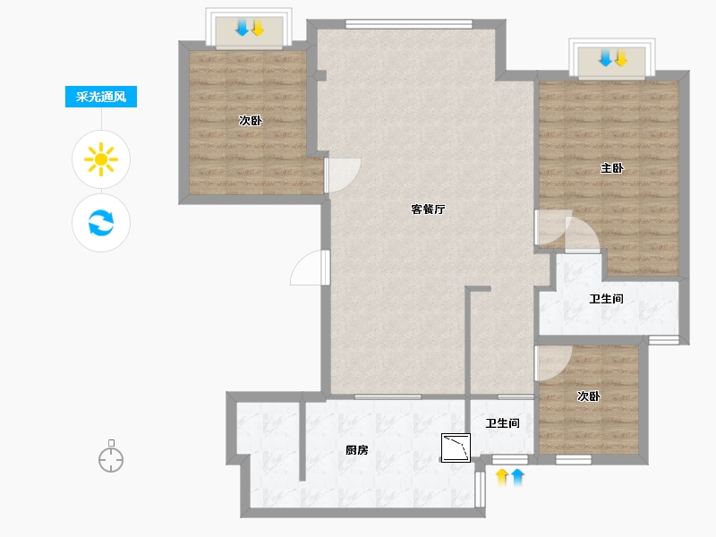 浙江省-宁波市-绿地观堂-108.00-户型库-采光通风