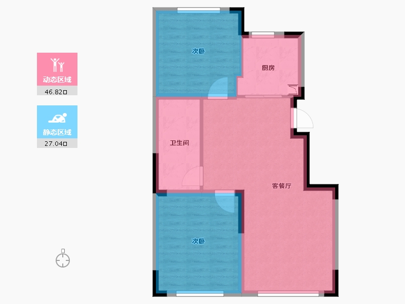 吉林省-长春市-力旺孔雀林-66.40-户型库-动静分区