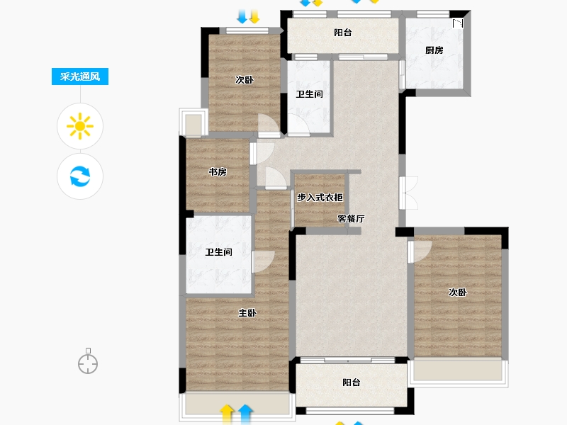 浙江省-杭州市-远洋西溪公馆-112.23-户型库-采光通风