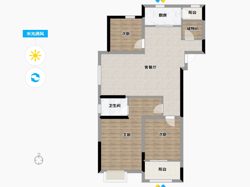 山东省-菏泽市-皇家学府-102.00-户型库-采光通风