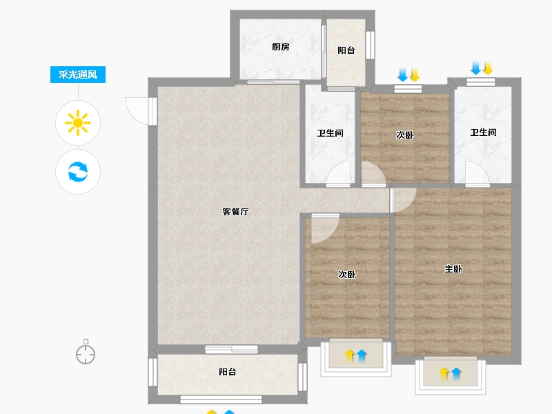 广东省-佛山市-伦教碧桂园-81.47-户型库-采光通风