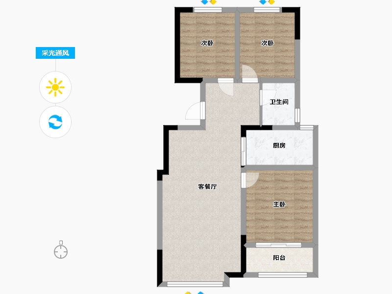 山东省-潍坊市-玉泉花园-80.01-户型库-采光通风