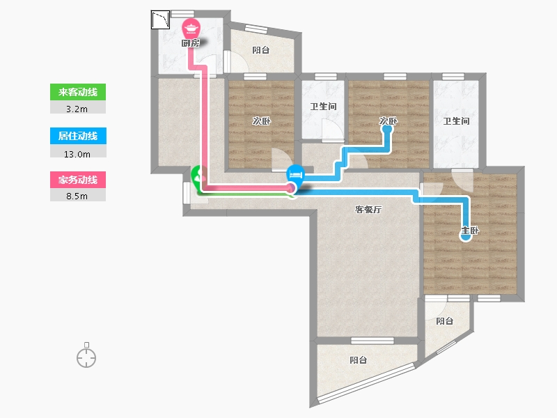 湖北省-武汉市-龙泉小区-90.61-户型库-动静线