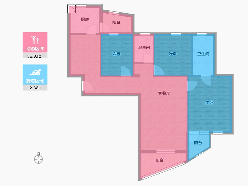 湖北省-武汉市-龙泉小区-90.61-户型库-动静分区