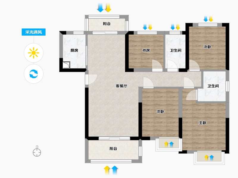 湖南省-长沙市-大汉汉府-92.23-户型库-采光通风