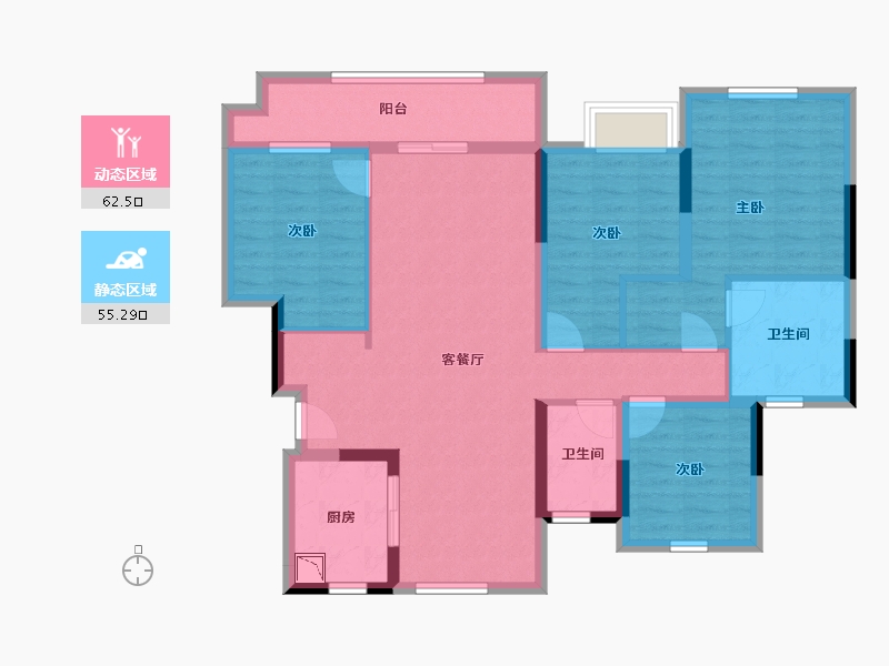 江苏省-苏州市-拾鲤花园-104.33-户型库-动静分区