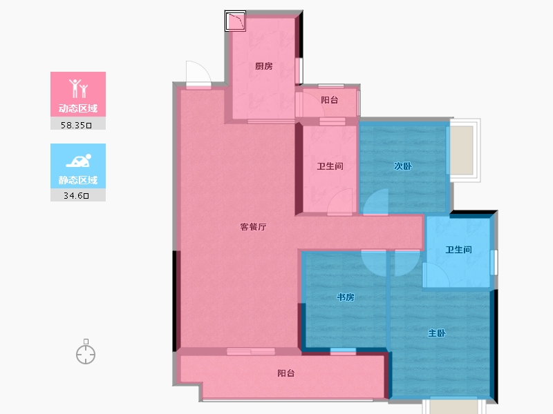 重庆-重庆市-富力城-82.95-户型库-动静分区