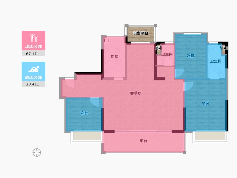 江苏省-常州市-碧桂园・翡丽都会-98.41-户型库-动静分区