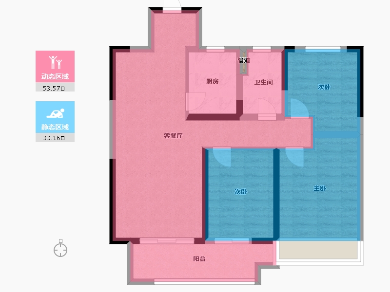 江苏省-常州市-东方君开-76.80-户型库-动静分区