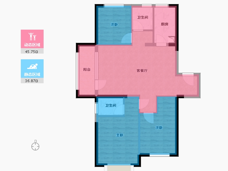 辽宁省-大连市-金湾十里海-73.48-户型库-动静分区