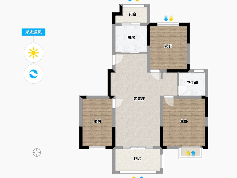 江苏省-盐城市-文璟臻苑-92.00-户型库-采光通风