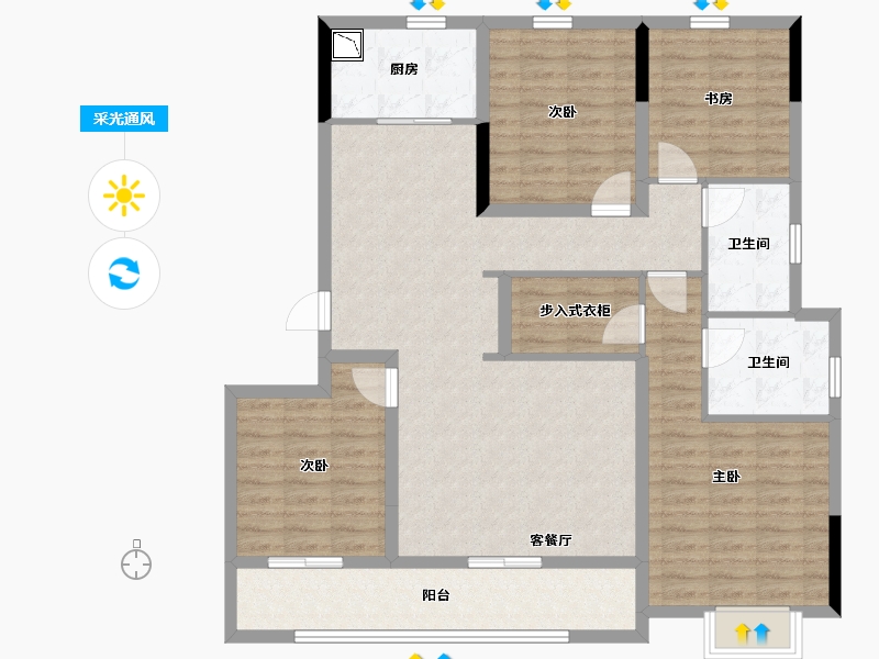 浙江省-金华市-融创森山半岛-115.97-户型库-采光通风