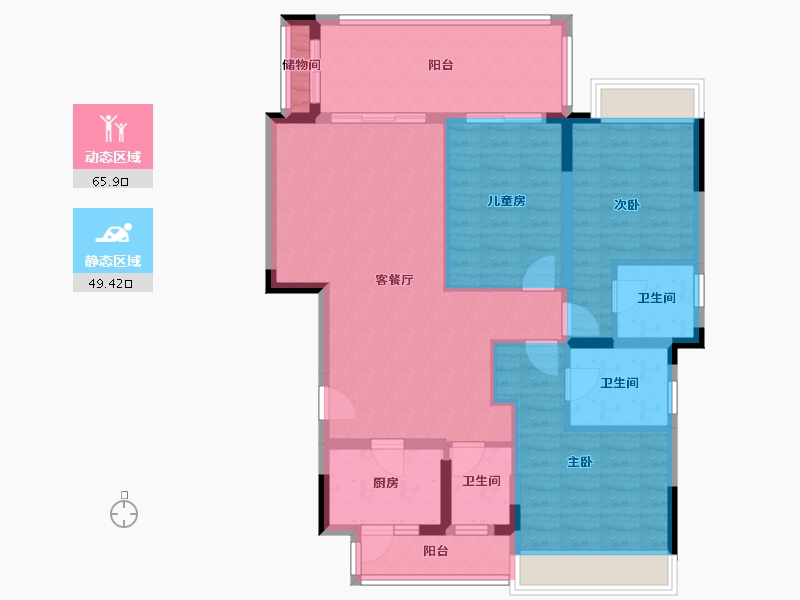 广东省-惠州市-中海汤泉-103.33-户型库-动静分区