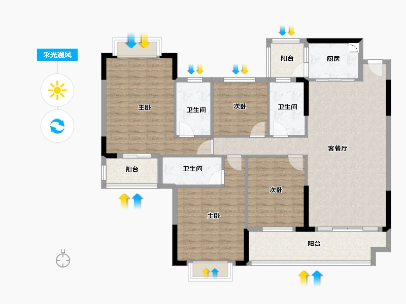 广西壮族自治区-梧州市-东岸华府-134.09-户型库-采光通风