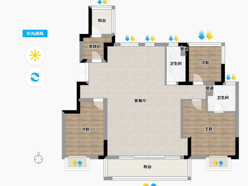 江苏省-常州市-金新滟澜湖-100.80-户型库-采光通风