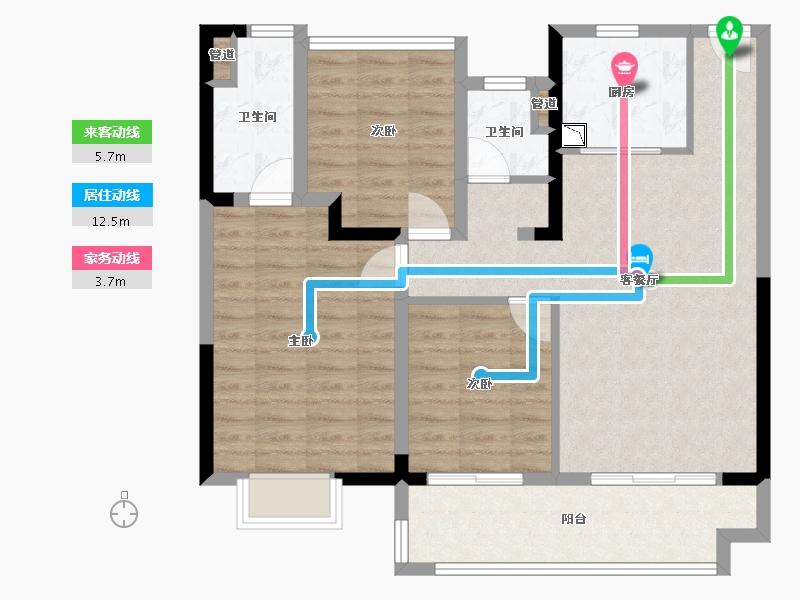 江苏省-常州市-港龙大发龙悦府-88.00-户型库-动静线