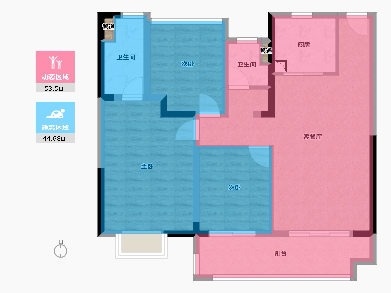 江苏省-常州市-港龙大发龙悦府-88.00-户型库-动静分区